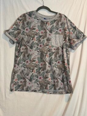 Divided Heather Gray Floral Pocket Tee